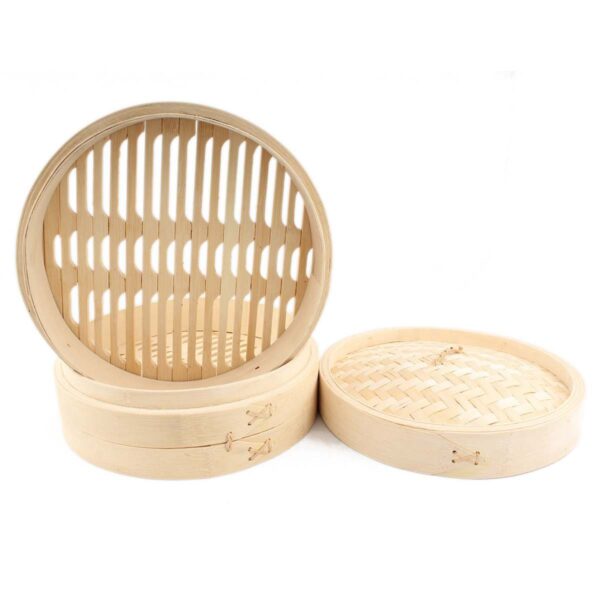 Traditional bamboo steamer pot with 2 baskets - Image 7