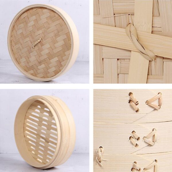 Traditional bamboo steamer pot with 2 baskets - Image 5