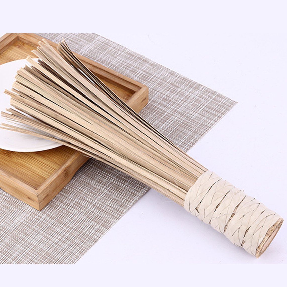 2 Spazzole Per Wok In Bambù Naturale – Scopa Per Pulizia Pentole E Padelle, Manico Comodo, Resistente Al Calore, Prodotto Ecologico, Colore Beige