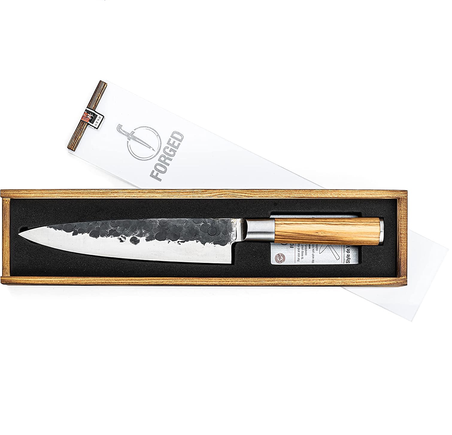 Bloomhouse 8 inch German Steel Chef Knife w/ Olive Wood Forged Handle