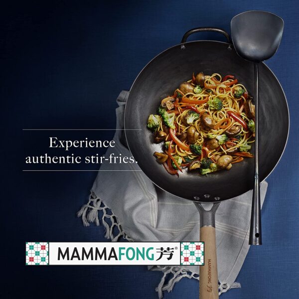Pre-seasoned 35cm round bottom wok - Image 2