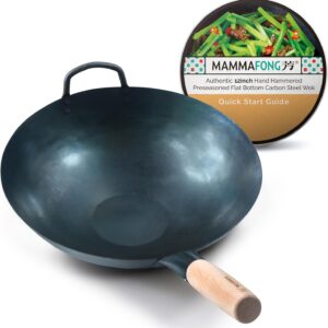 Pre seasoned small flat bottom wok, 30 cm